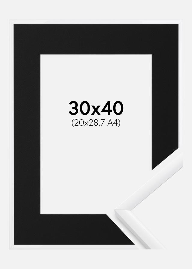 Ram med passepartou Frame New Lifestyle White 30x40 cm - Picture Mount Black 21x29.7 cm (A4)