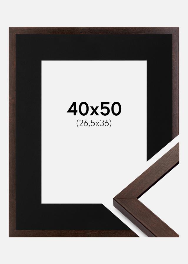 Ram med passepartou Frame Selection Walnut 40x50 cm - Picture Mount Black 27.5x37 cm