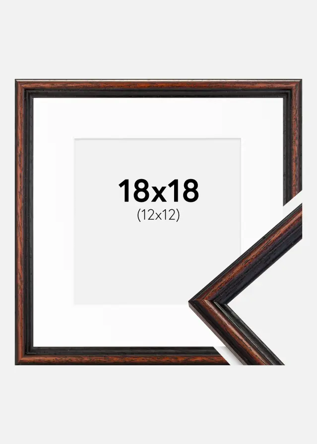 Ram med passepartou Frame Horndal Walnut 18x18 cm - Picture Mount White 13x13 cm