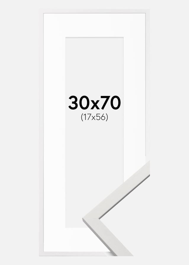 Ram med passepartou Frame Edsbyn White 30x70 cm - Picture Mount White 18x57 cm