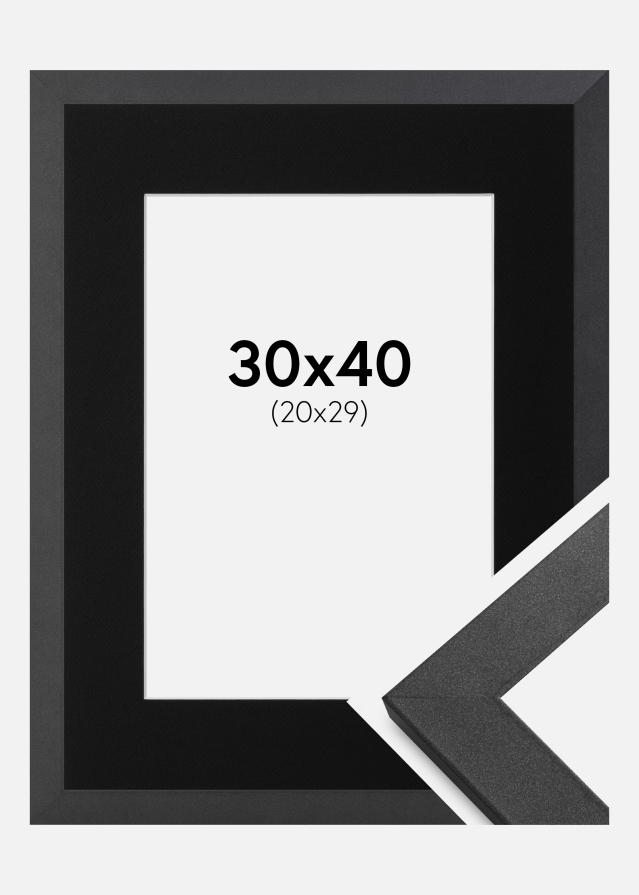 Ram med passepartou Frame Graphite Wood 30x40 cm - Picture Mount Black 21x30 cm