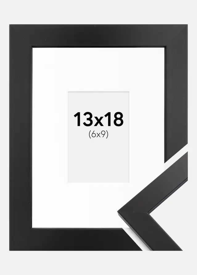 Ram med passepartou Frame Black Wood 13x18 cm - Picture Mount White 7x10 cm