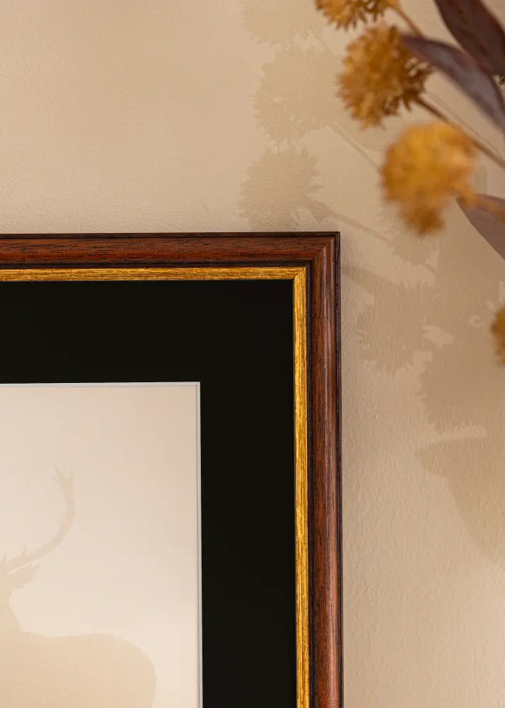 Ram med passepartou Frame Siljan Brown 50x50 cm - Picture Mount Black 40x40 cm
