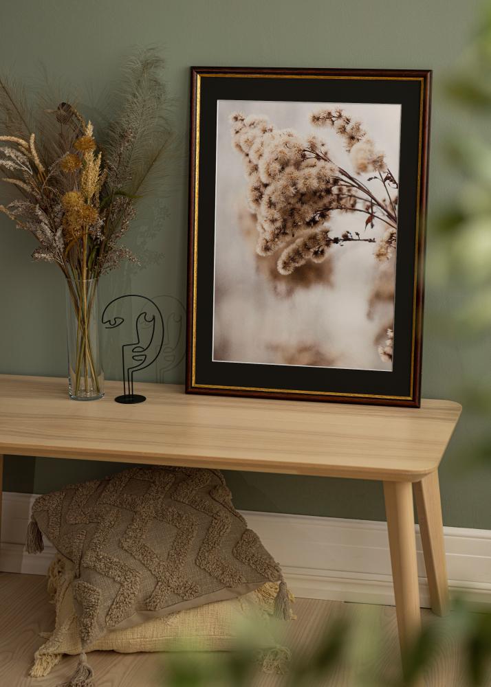 Ram med passepartou Frame Siljan Brown 60x60 cm - Picture Mount Black 50x50 cm