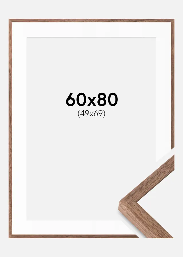 Ram med passepartou Frame Soul Walnut Veneer 60x80 cm - Picture Mount White 50x70 cm