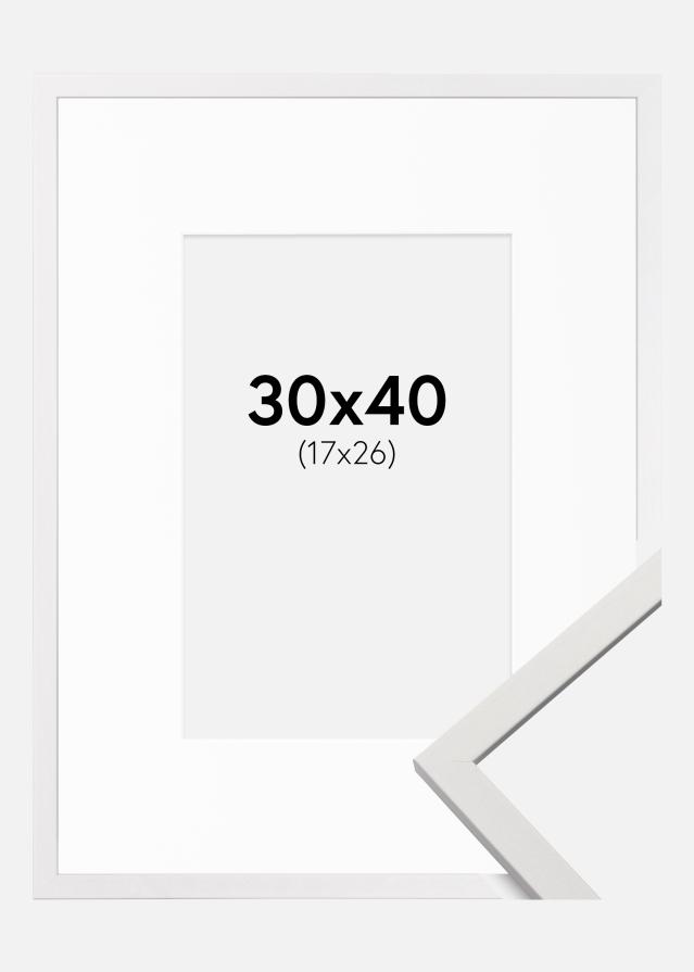 Ram med passepartou Frame Edsbyn White 30x40 cm - Picture Mount White 18x27 cm