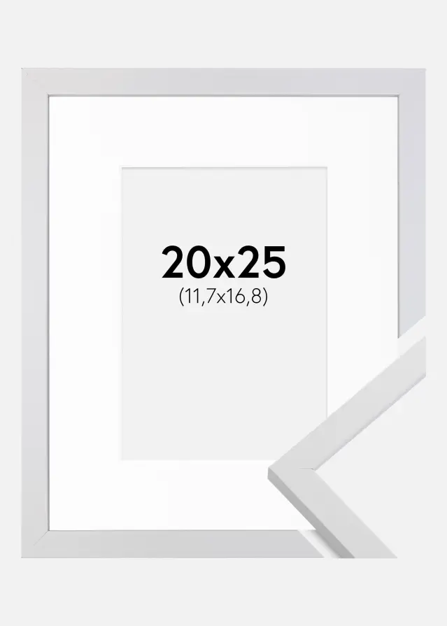 Ram med passepartou Frame Trendy White 20x25 cm - Picture Mount White 5x7 inches