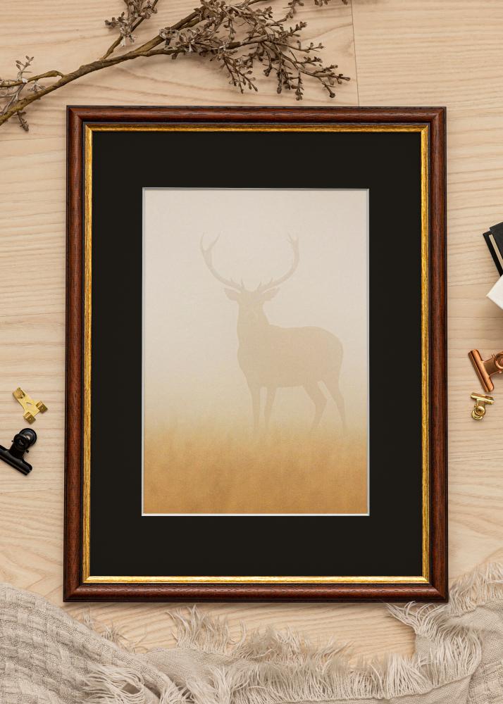 Ram med passepartou Frame Siljan Brown 60x60 cm - Picture Mount Black 50x50 cm