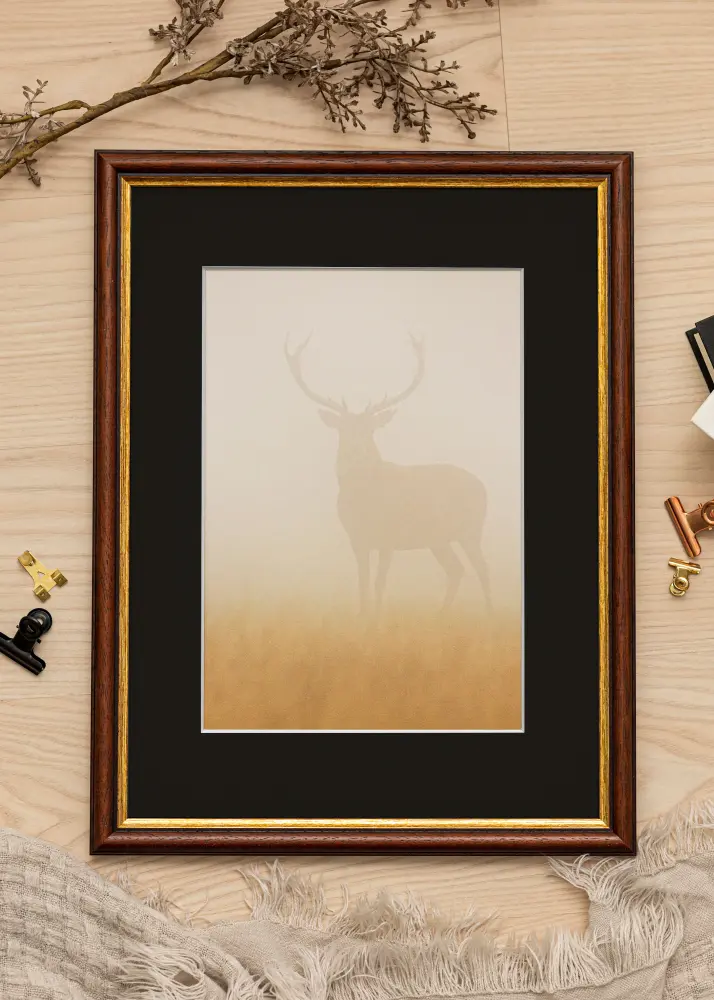 Ram med passepartou Frame Siljan Brown 50x50 cm - Picture Mount Black 40x40 cm