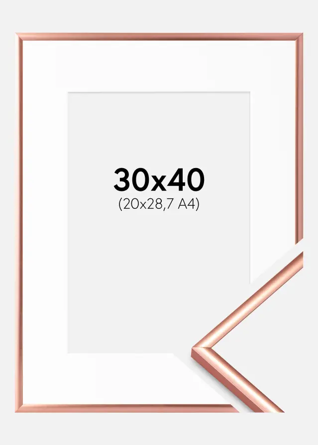 Ram med passepartou Frame Scandi Rose Gold 30x40 cm - Picture Mount White 21x29.7 cm (A4)