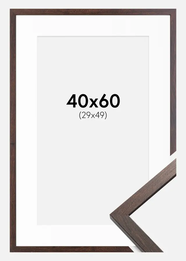 Ram med passepartou Frame Trendy Walnut 40x60 cm - Picture Mount White 30x50 cm