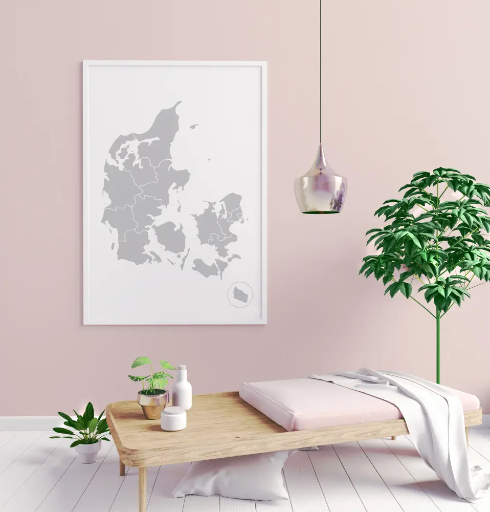 Bildverkstad Map - Danmark - Grey Poster