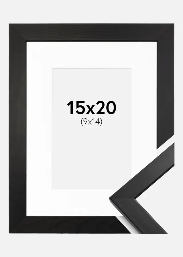 Ram med passepartou Frame Stilren Acrylic Glass Black 15x20 cm - Picture Mount White 10x15 cm