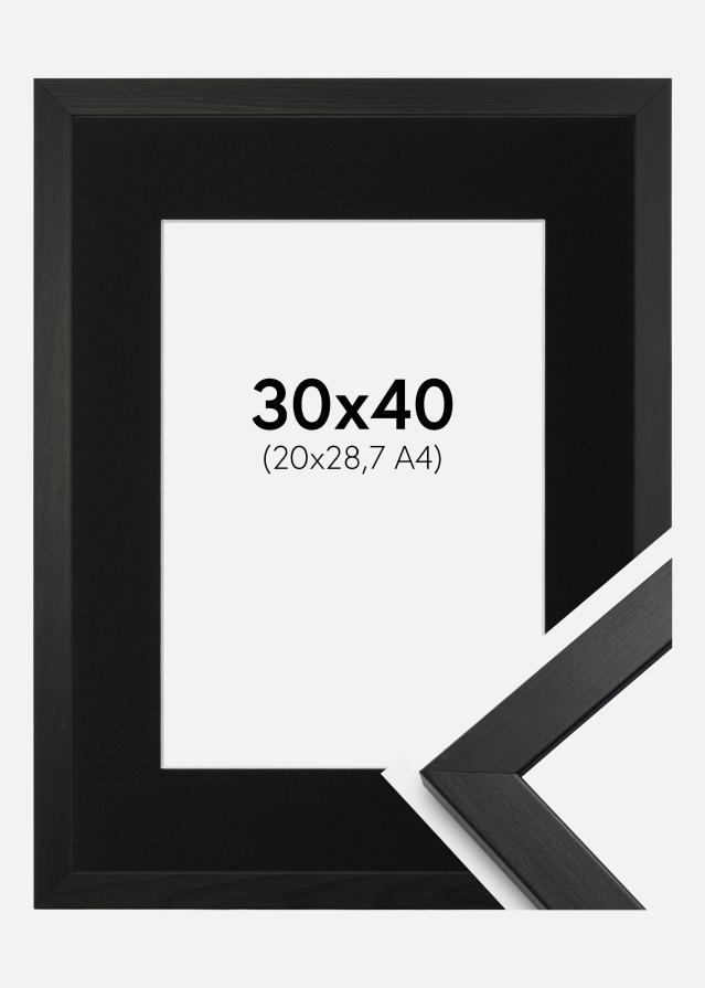 Ram med passepartou Frame Stilren Black 30x40 cm - Picture Mount Black 21x29.7 cm
