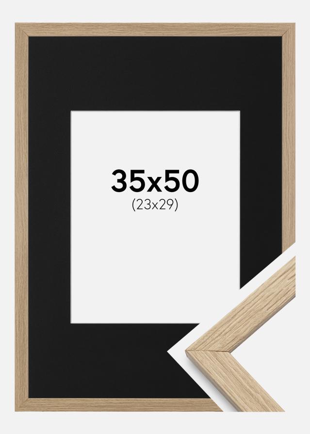 Ram med passepartou Frame Stilren Oak 35x50 cm - Picture Mount Black 24x30 cm