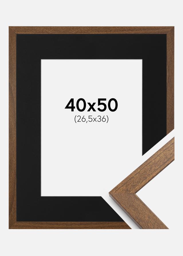 Ram med passepartou Frame Stilren Warm Brown 40x50 cm - Picture Mount Black 27.5x37 cm