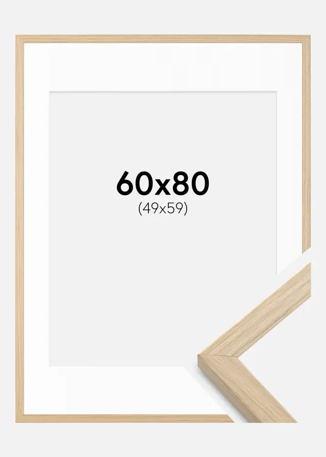 Ram med passepartou Frame Grimsåker Oak 60x80 cm - Picture Mount White 50x60 cm