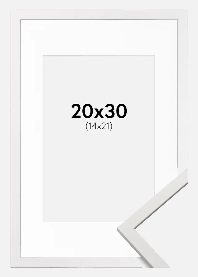 Ram med passepartou Frame Edsbyn White 20x30 cm - Picture Mount White 15x22 cm
