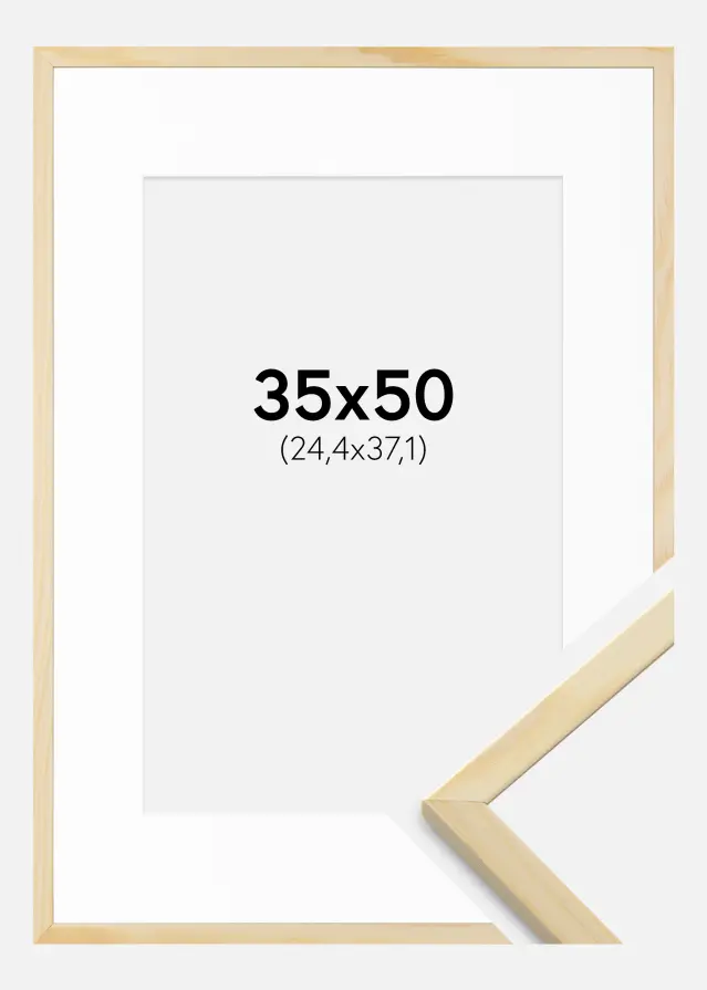 Ram med passepartou Frame Galant Pine 35x50 cm - Picture Mount White 10x15 inches