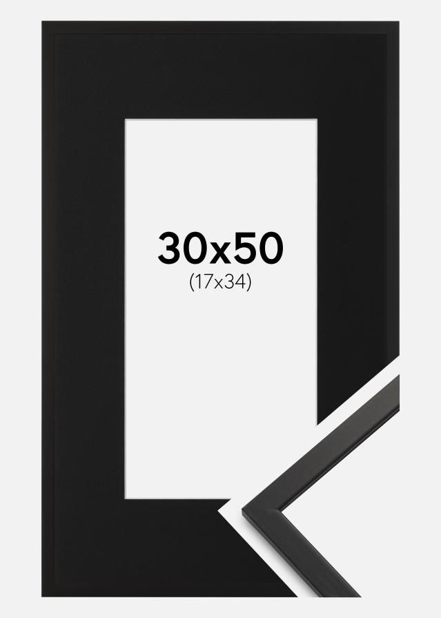 Ram med passepartou Frame Edsbyn Black 30x50 cm - Picture Mount Black 18x35 cm
