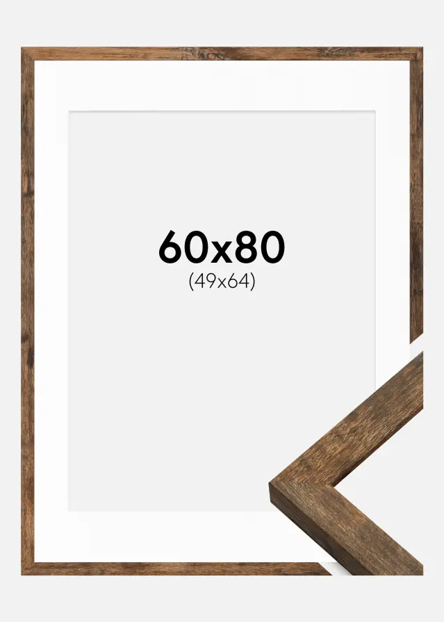 Ram med passepartou Frame Fiorito Washed Oak 60x80 cm - Picture Mount White 50x65 cm
