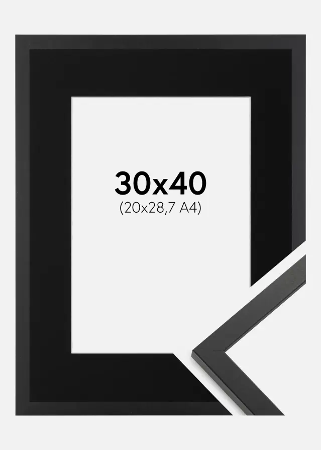 Ram med passepartou Frame Trendy Black 30x40 cm - Picture Mount Black 21x29.7 cm (A4)