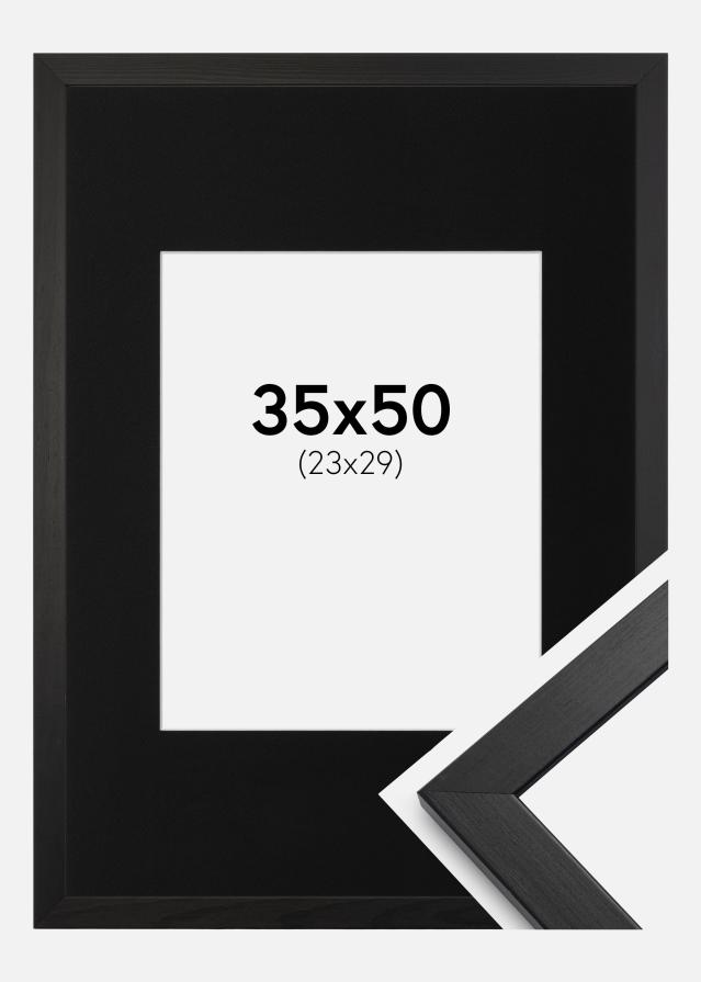 Ram med passepartou Frame Stilren Black 35x50 cm - Picture Mount Black 24x30 cm