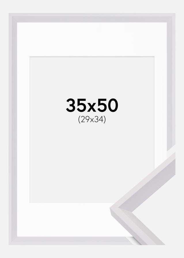 Ram med passepartou Frame Globe White 35x50 cm - Picture Mount White 30x35 cm