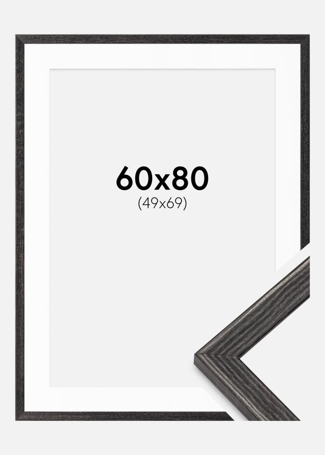 Ram med passepartou Frame Fiorito Dark Grey 60x80 cm - Picture Mount White 50x70 cm