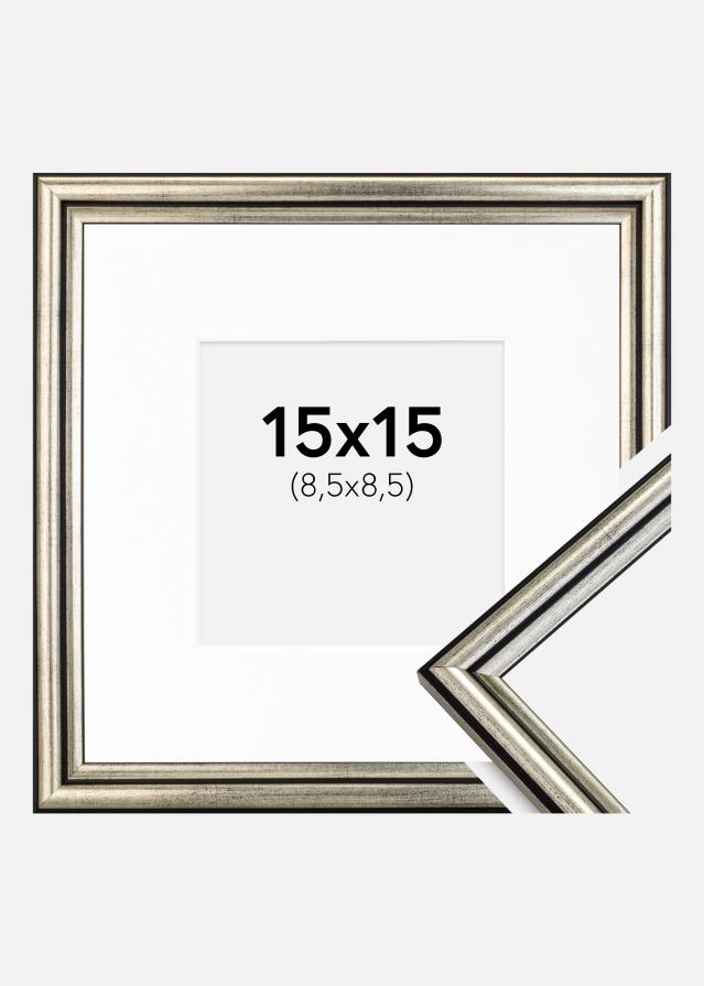 Ram med passepartou Frame Horndal Silver 15x15 cm - Picture Mount White 9x9 cm