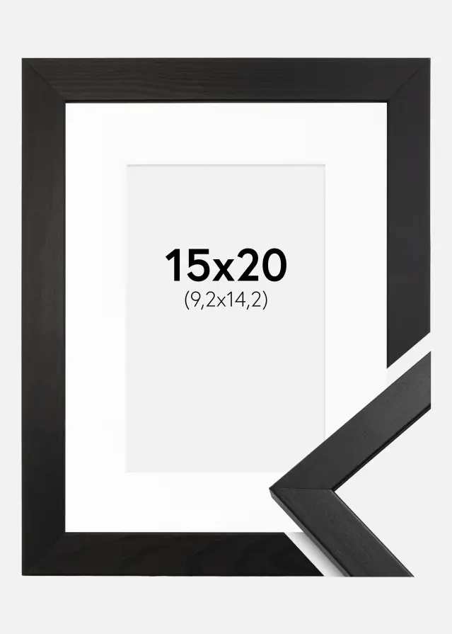 Ram med passepartou Frame Stilren Acrylic Glass Black 15x20 cm - Picture Mount White 4x6 inches