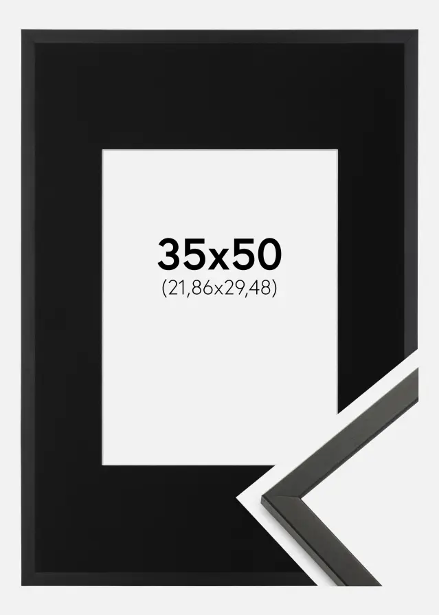 Ram med passepartou Frame Galant Black 35x50 cm - Picture Mount Black 9x12 inches