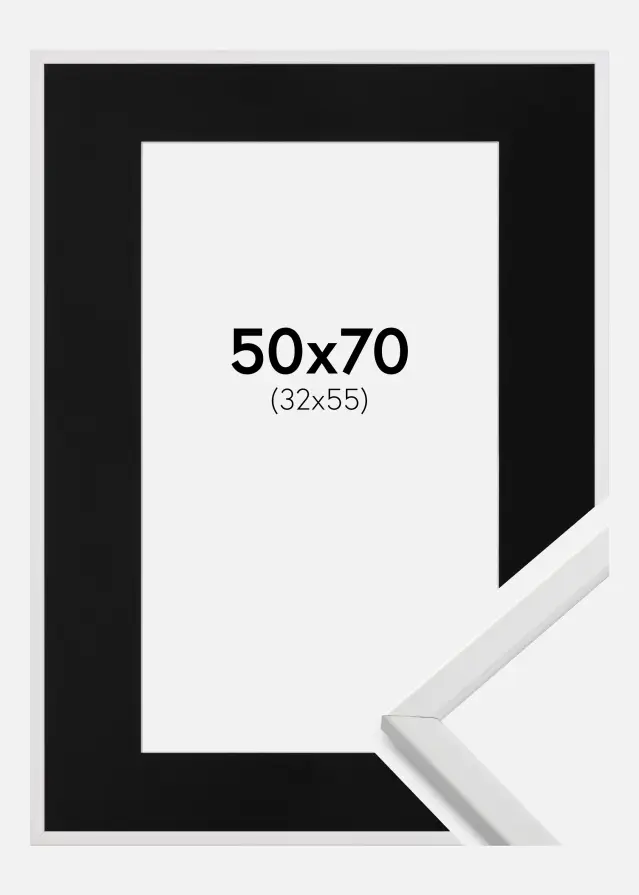 Ram med passepartou Frame Galant White 50x70 cm - Picture Mount Black 33x56 cm