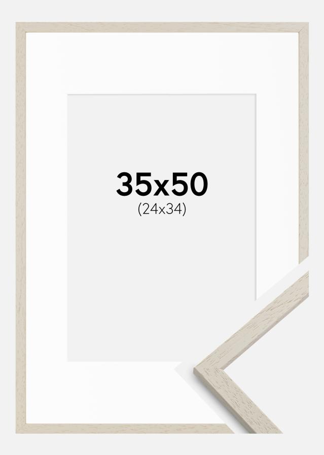 Ram med passepartou Frame Edsbyn Sand 35x50 cm - Picture Mount White 25x35 cm