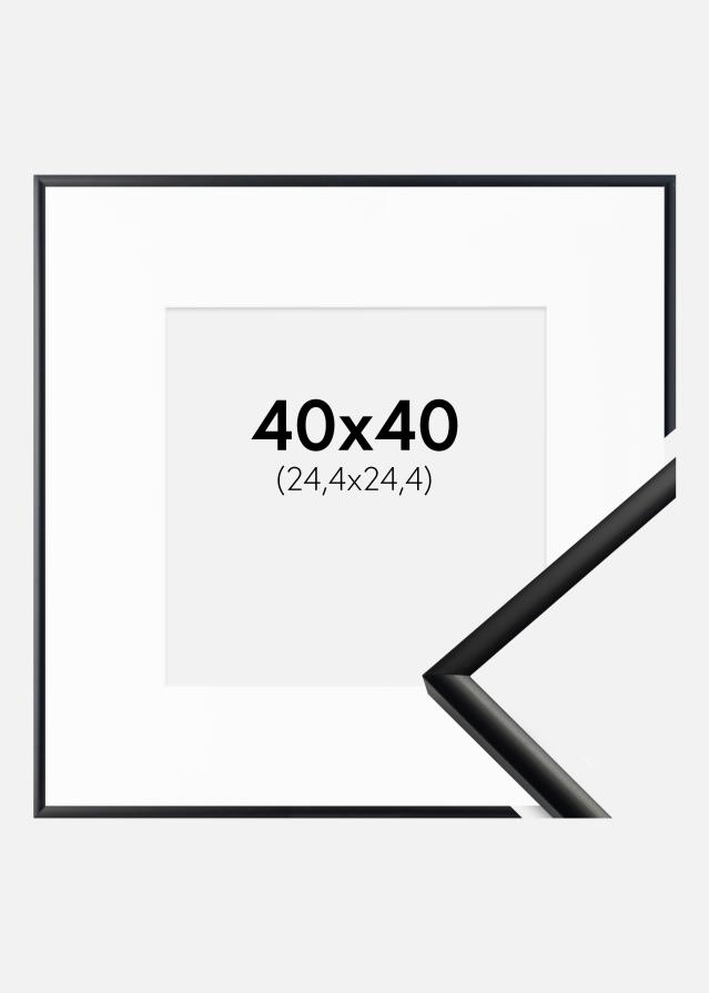 Ram med passepartou Frame New Lifestyle Matt Black 40x40 cm - Picture Mount White 10x10 inches