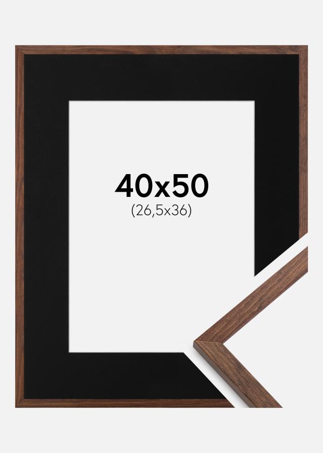Ram med passepartou Frame Galant Walnut 40x50 cm - Picture Mount Black 27.5x37 cm