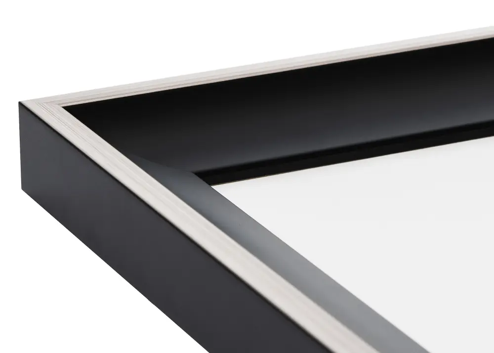 Ram med passepartou Frame Öjaren Black-Silver 30x40 cm - Picture Mount White 21x29.7 cm (A4)