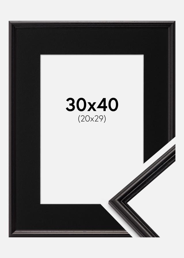 Ram med passepartou Frame Horndal Black 30x40 cm - Picture Mount Black 21x30 cm