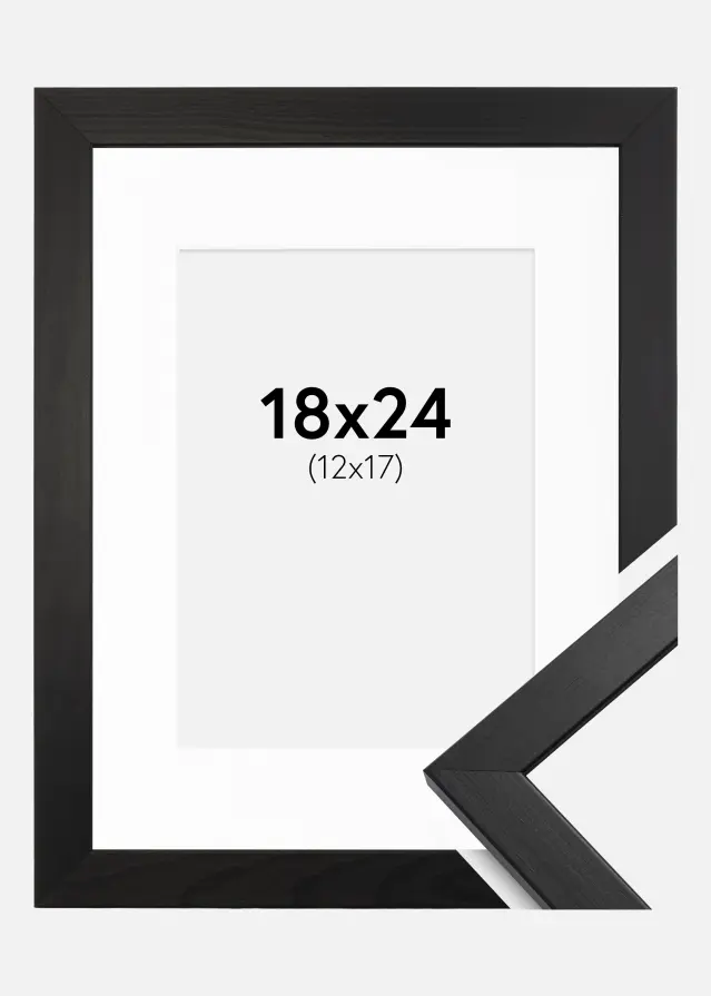 Ram med passepartou Frame Stilren Acrylic Glass Black 18x24 cm - Picture Mount White 13x18 cm