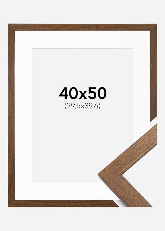 Ram med passepartou Frame Stilren Warm Brown 40x50 cm - Picture Mount White 12x16 inches