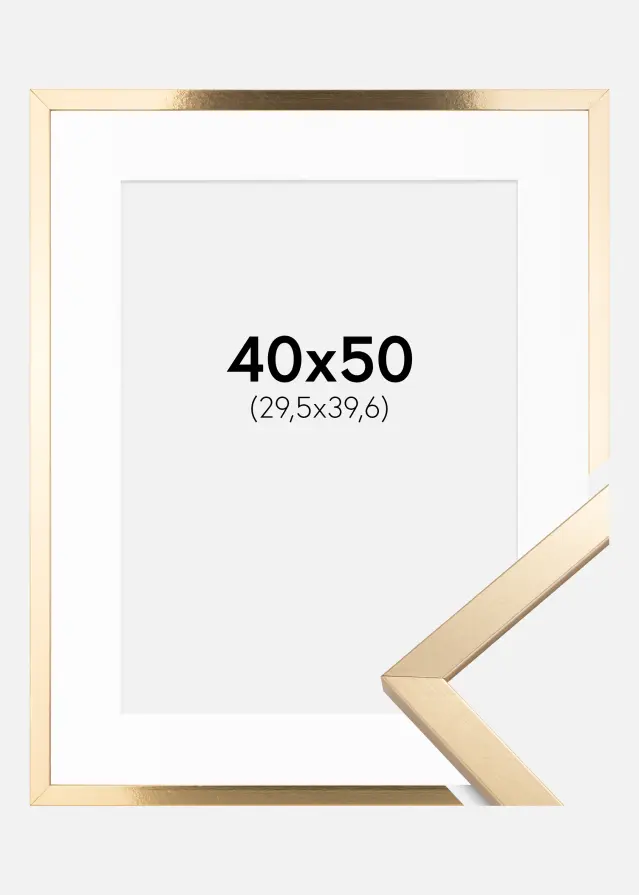 Ram med passepartou Frame Trendy Gold 40x50 cm - Picture Mount White 12x16 inches