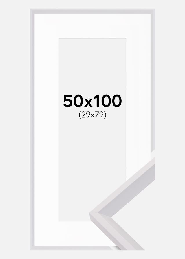 Ram med passepartou Frame Globe White 50x100 cm - Picture Mount White 30x80 cm