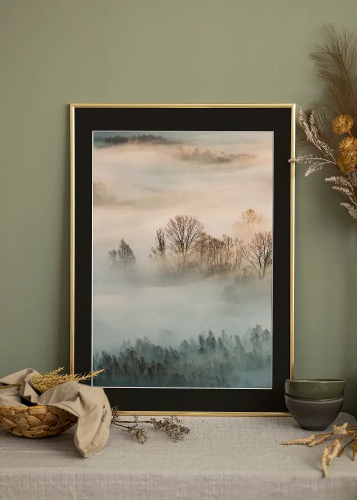 Ram med passepartou Frame New Lifestyle Gold 40x50 cm - Picture Mount Black 30x40 cm