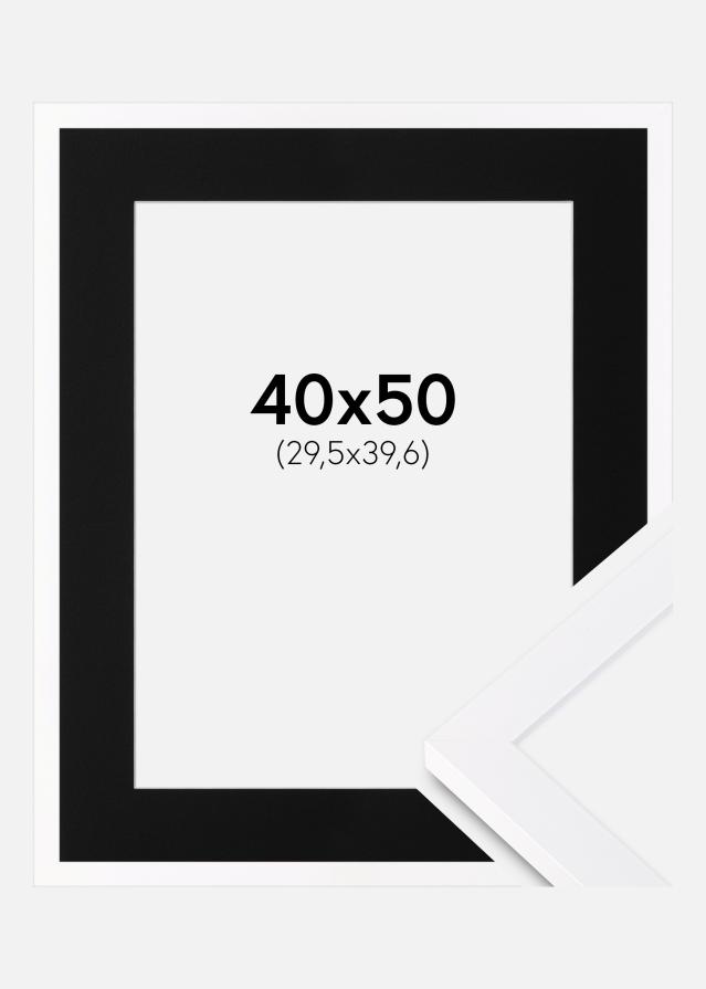 Ram med passepartou Frame Selection White 40x50 cm - Picture Mount Black 12x16 inches