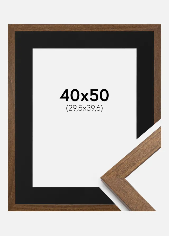 Ram med passepartou Frame Stilren Warm Brown 40x50 cm - Picture Mount Black 12x16 inches