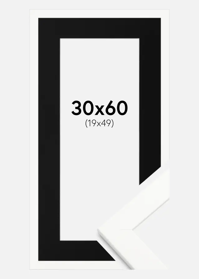Ram med passepartou Frame Trendline White 30x60 cm - Picture Mount Black 20x50 cm