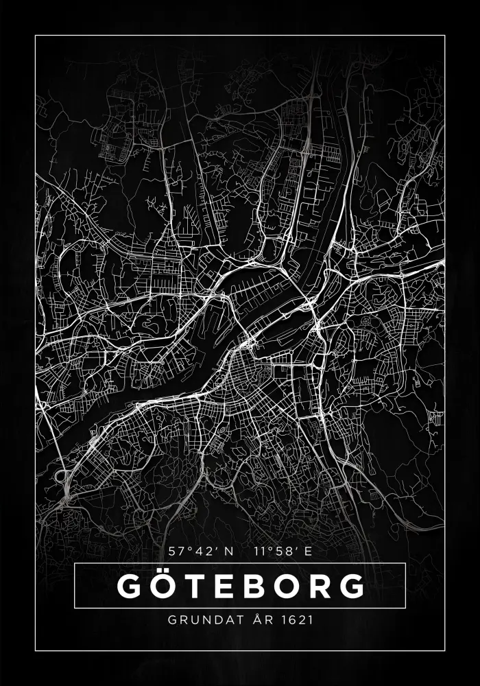 Bildverkstad Map - Göteborg - Black Poster