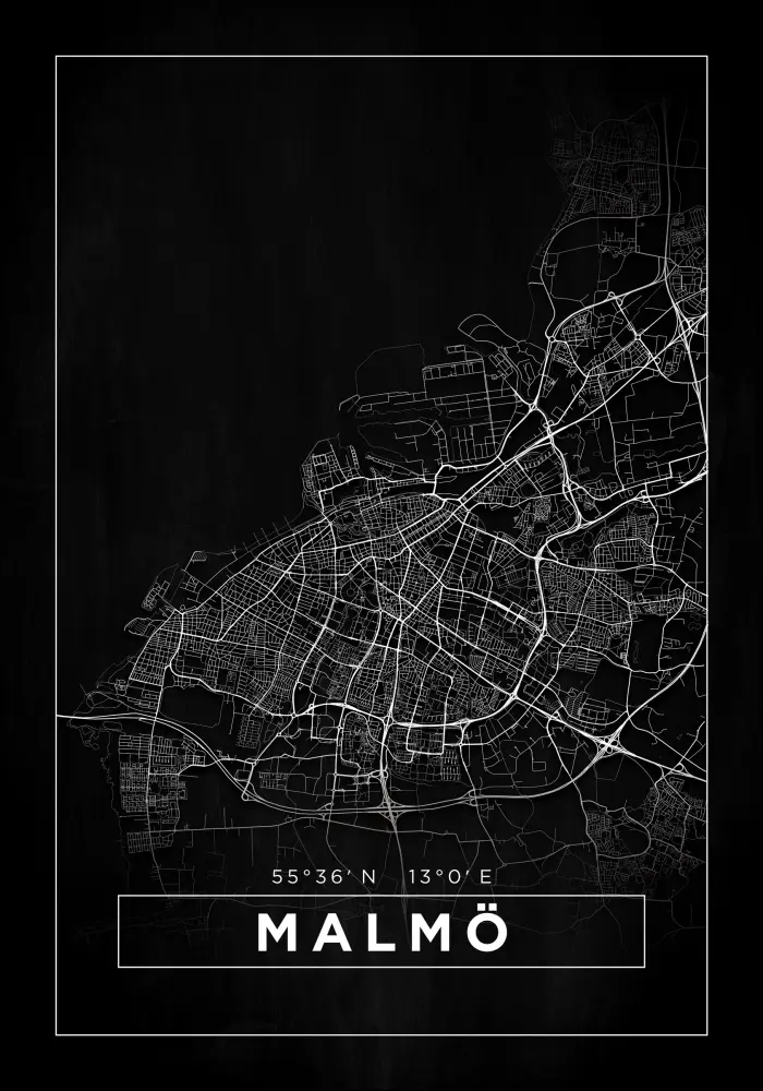 Bildverkstad Map - Malmö - Black Poster