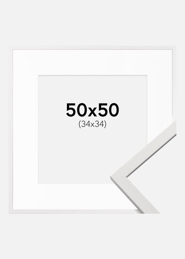 Ram med passepartou Frame Edsbyn White 50x50 cm - Picture Mount White 35x35 cm