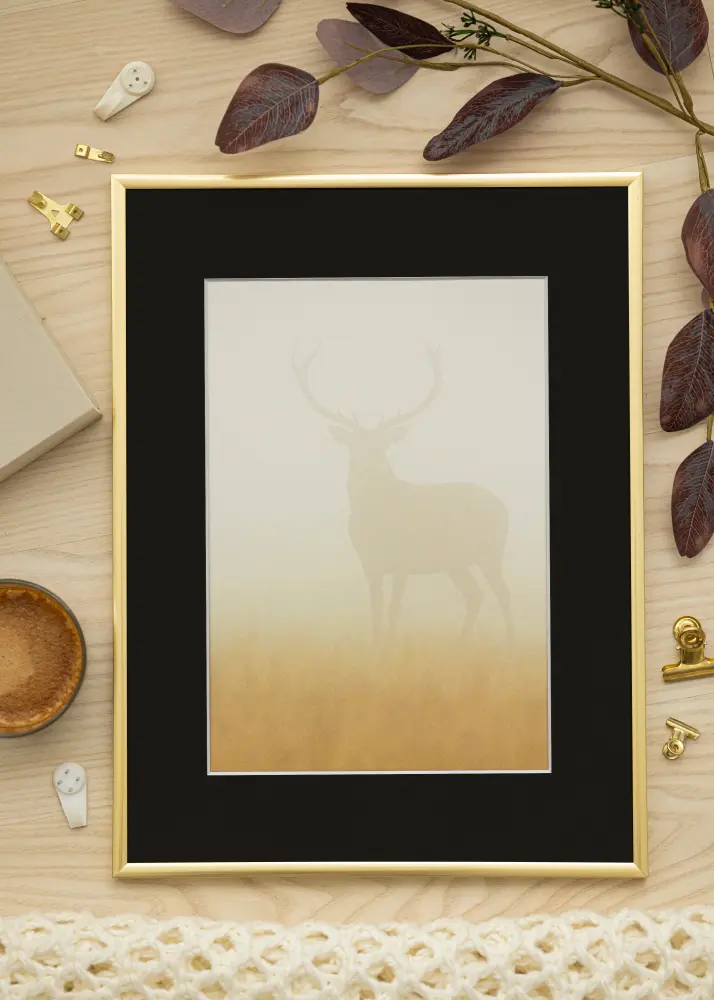 Ram med passepartou Frame New Lifestyle Gold 40x50 cm - Picture Mount Black 30x40 cm
